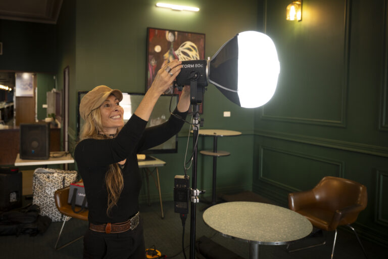 Portrait of Martine Perret at work during Saltwater Women project in Geraldton - Midwest